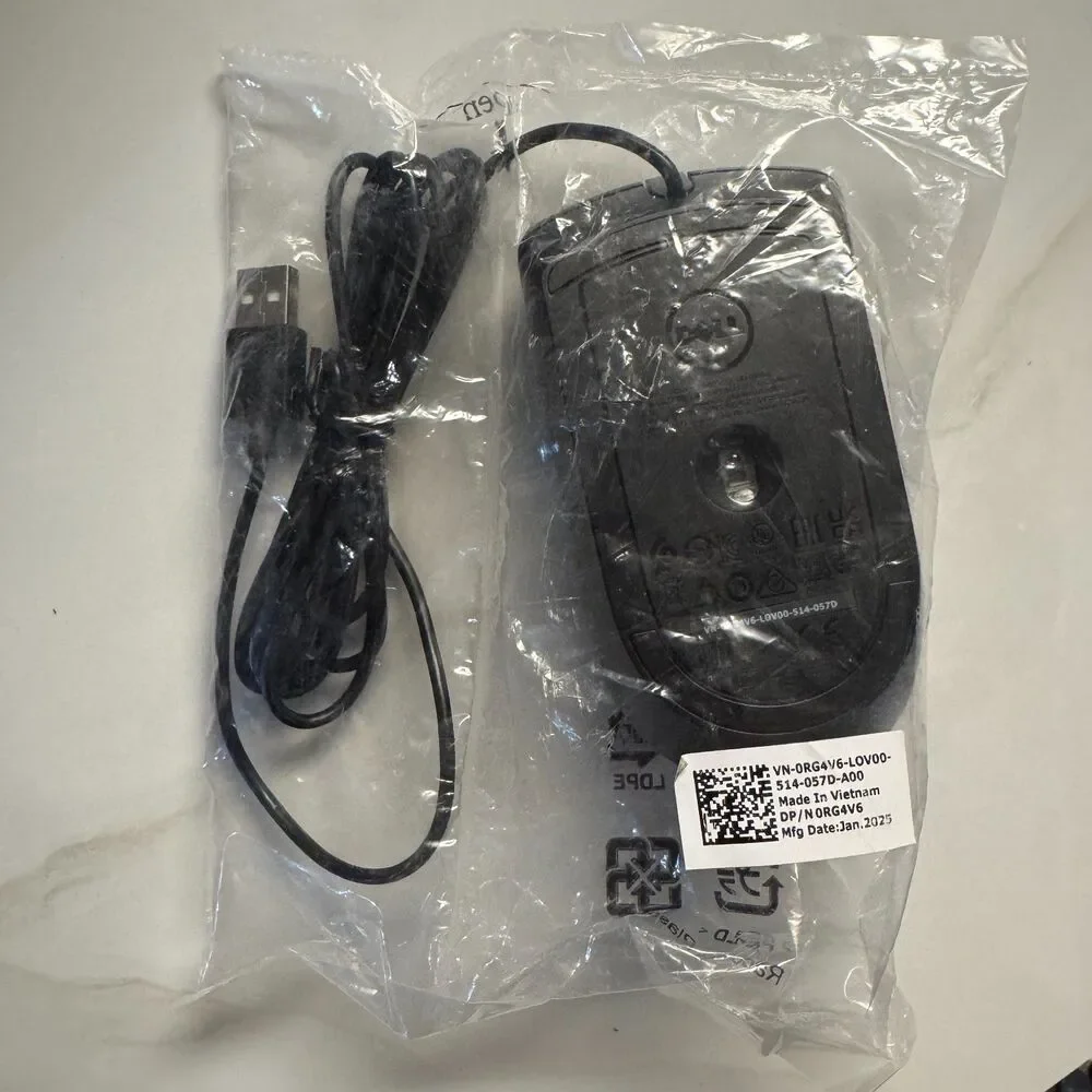 NEW Dell ORG4V6 Scroll Wheel USB 2 Button Standard Optical Mouse Black